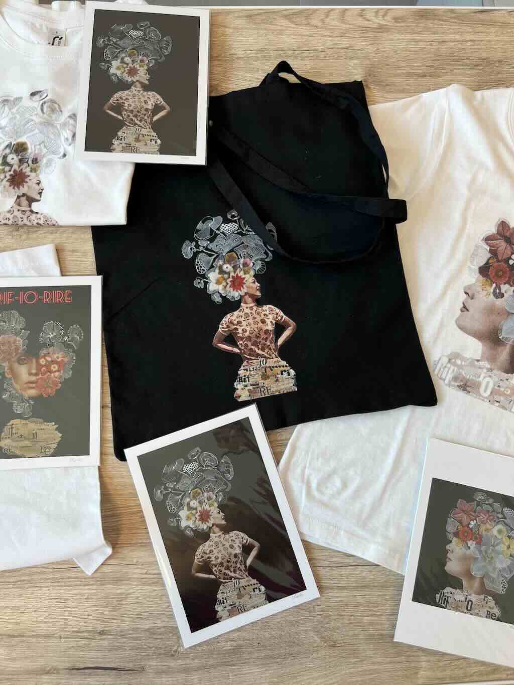 Sguardi in fiore - Bag nera con stampa - immagine 2