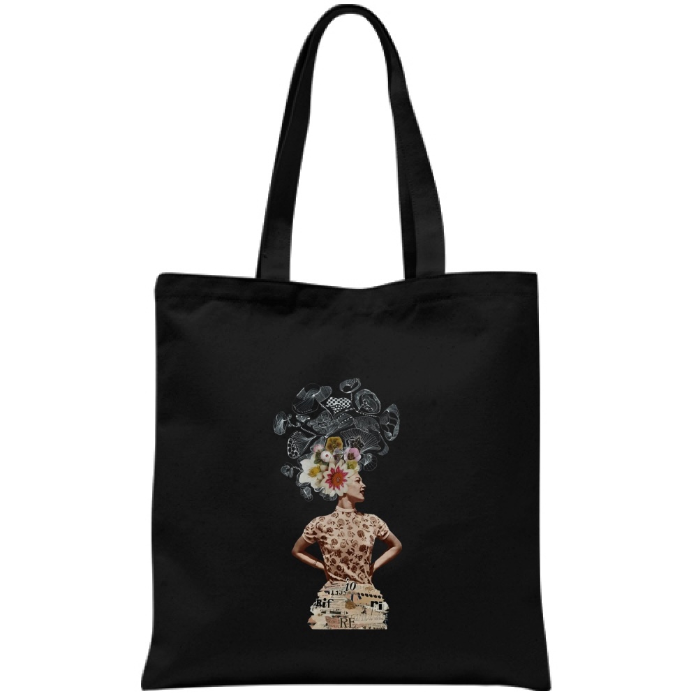 Sguardi in fiore - Bag nera con stampa